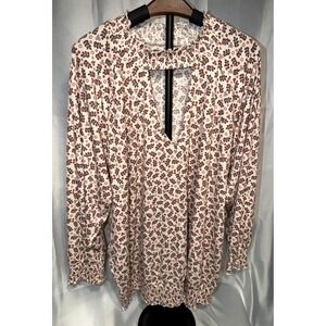 Cato Top Blouse Keyhole Neck Smocked Floral Boho Romantic Cottagecore Peasant 2X
